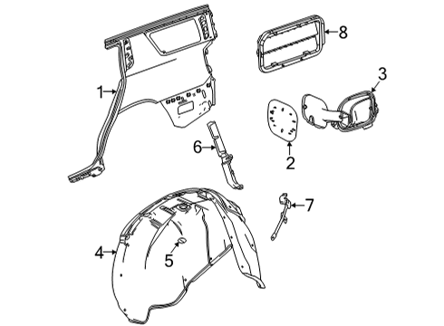 2022 Cadillac Escalade Quarter Panel & Components Diagram