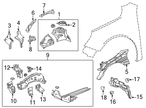 2020 Chevy Impala Structural Components & Rails Diagram
