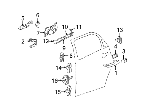 2006 Pontiac Torrent Door Check, Rear Lower Driver Side Diagram for 15869083