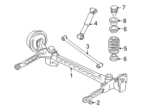 2007 Saturn Relay Rear Suspension, Control Arm Diagram 1 - Thumbnail