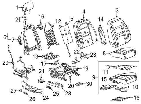 2019 Chevy Blazer Seat Cushion Pad, Front Passenger Side Diagram for 85116154