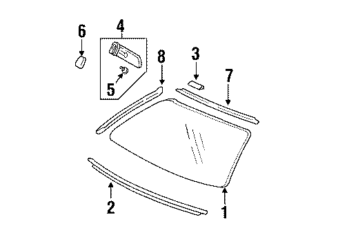 1994 Pontiac Grand Am Windshield Glass, Reveal Moldings Diagram