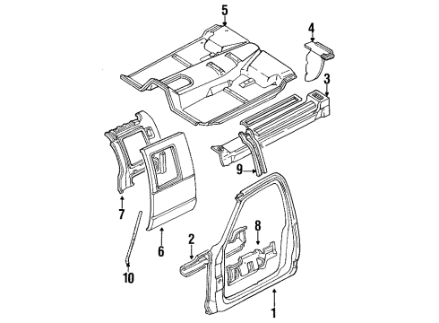1990 Chevy C2500 Rocker Panel, Side Panel, Floor, Uniside Diagram 1 - Thumbnail