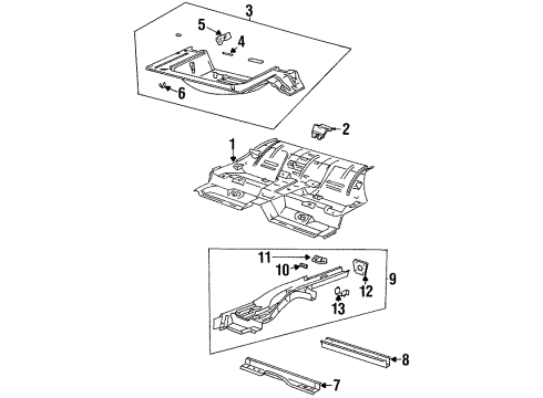 1999 Saturn SW2 Rear Floor Pan Diagram for 21123629