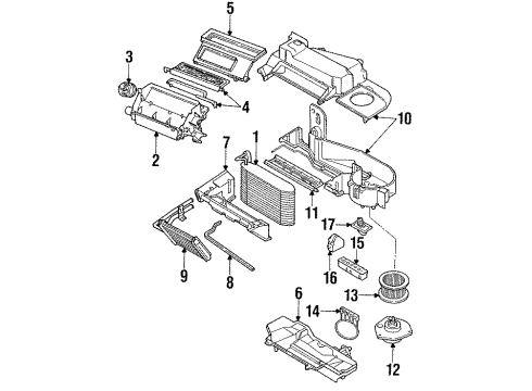 1994 Buick Regal A/C Evaporator & Heater Components Diagram