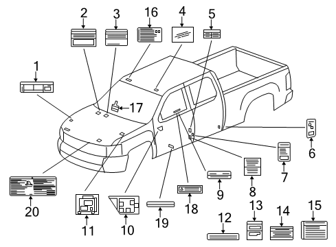 2013 Chevy Silverado 1500 Information Labels Diagram