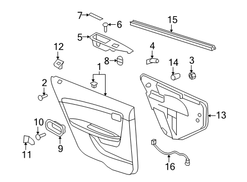 2008 Saturn Aura Interior Trim - Rear Door Diagram