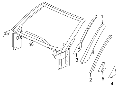 2008 Cadillac XLR Exterior Trim - Roof Diagram