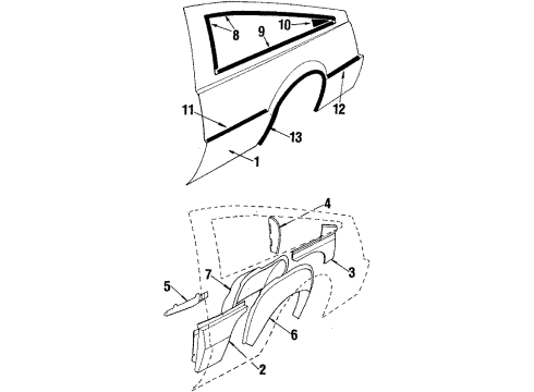 1986 Buick Skyhawk Body Side Molding, Driver Side Diagram for 20619119