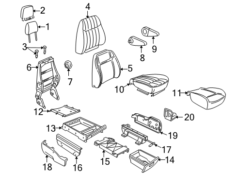 2002 Chevy Venture Seat Cover, Medium Gray, Driver Side Diagram for 88897373
