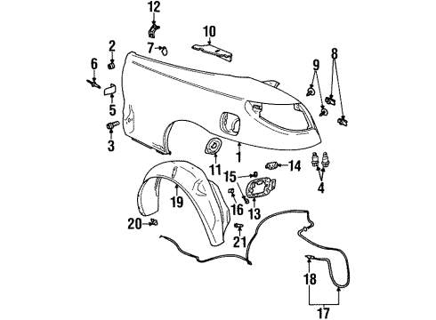 1997 Saturn SC1 Support Bracket, Outer Diagram for 21110314