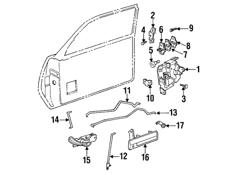 1994 Buick Skylark Front Door - Lock & Hardware Diagram