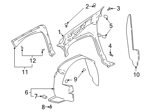 2002 Pontiac Aztek Fender & Components, Exterior Trim Diagram