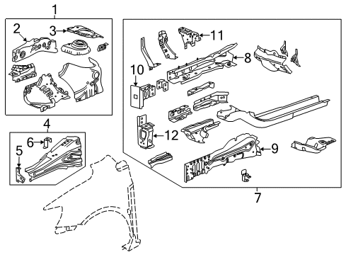 2017 Chevy Sonic Structural Components & Rails Diagram