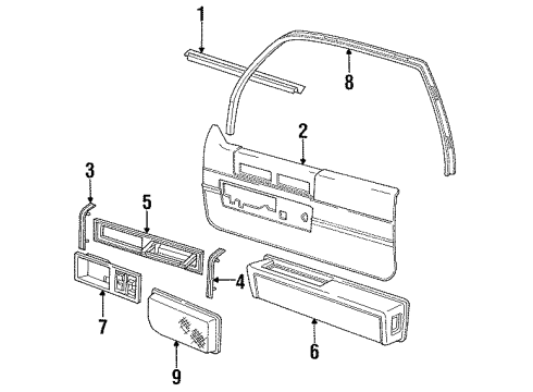 1993 Cadillac 60 Special Belt Weatherstrip, Front Diagram for 20330824