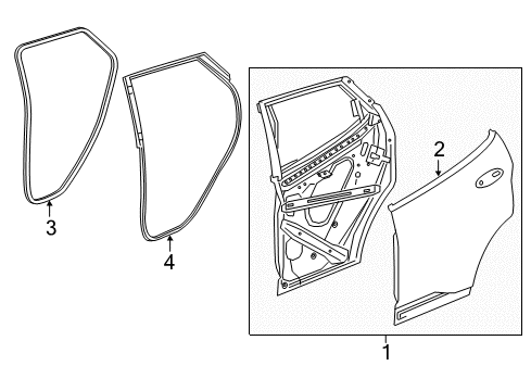 2019 Chevy Bolt EV Weatherstrip On Body Diagram for 42588070