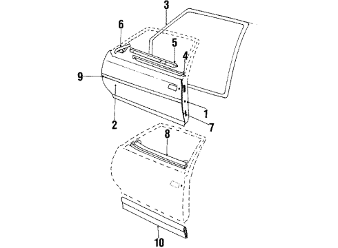 1989 Pontiac 6000 Nameplate, Front Diagram for 10023549