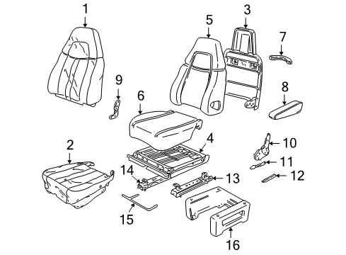 1999 Chevy Express 3500 Front Seat Components Diagram