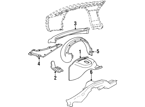 1992 Pontiac Firebird Side Rail Reinforcement, Passenger Side Diagram for 20431049