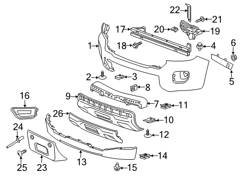 2015 GMC Canyon Front Bumper Diagram