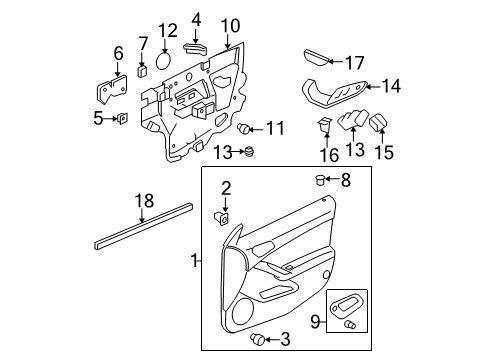 2006 Pontiac G6 Interior Trim - Front Door Diagram