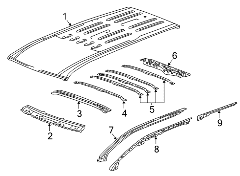 2023 Chevy Traverse Roof & Components Diagram