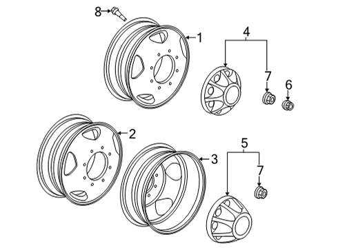 2021 GMC Sierra 3500 HD Hub Cap, Silver Diagram for 9597803