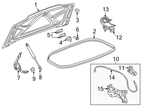 2018 Chevy Corvette Latch Assembly, Rear Diagram for 84222653