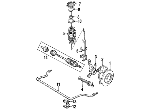 1987 Chevy Sprint Stabilizer Bar Bracket Diagram for 96068993