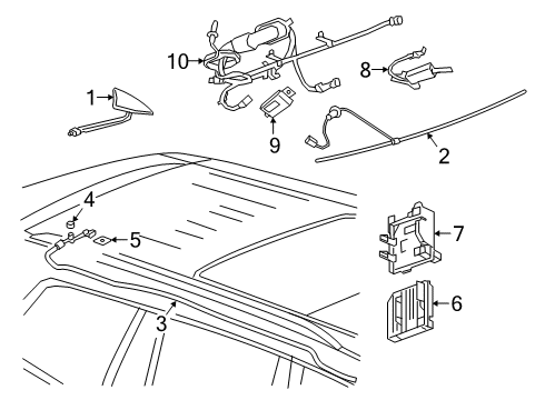 2020 Cadillac XT6 Antenna, Black Diagram for 84856171