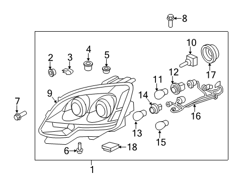 2010 GMC Acadia Run Lamp Bulb Socket Diagram for 15871374