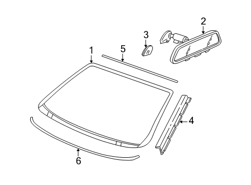 2005 Pontiac Grand Am Windshield Glass, Reveal Moldings Diagram