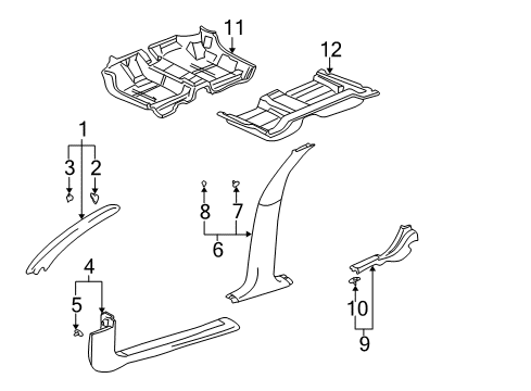 2005 Buick LeSabre Interior Trim - Pillars, Rocker & Floor Diagram