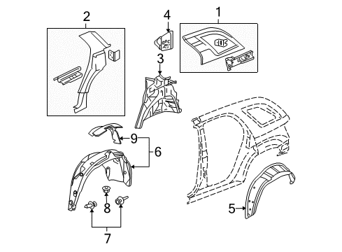 2005 Chevy Equinox Inner Structure - Quarter Panel Diagram