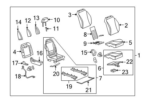 2008 Chevy Malibu Passenger Seat Components Diagram 1 - Thumbnail