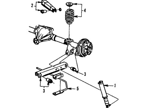 1987 Chevy Monte Carlo Rear Suspension Components, Upper Control Arm, Stabilizer Bar Diagram