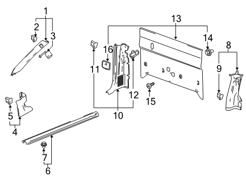 2005 GMC Canyon Seat Belt Guide, Front Diagram for 15745358
