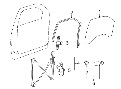 2010 Chevy Silverado 2500 HD Front Door - Glass & Hardware Diagram