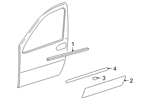 2005 Pontiac Montana Body Side Molding, Red, Front Driver Side Diagram for 15824000