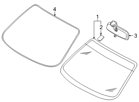 2010 Chevy Aveo5 Windshield Glass, Reveal Moldings Diagram
