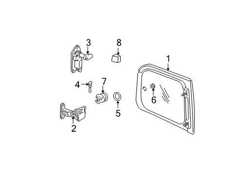 2005 Chevy Venture Glass, Driver Side Diagram for 10349894