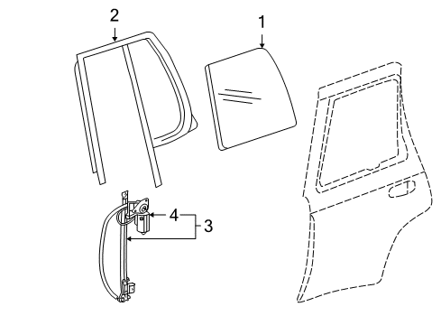 2004 Chevy Trailblazer Rear Door - Glass & Hardware Diagram