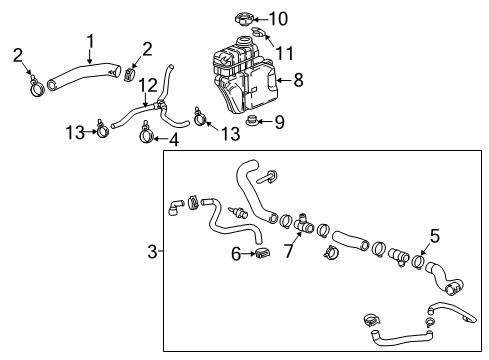 2019 Chevy Camaro Lower Hose Diagram for 84134895