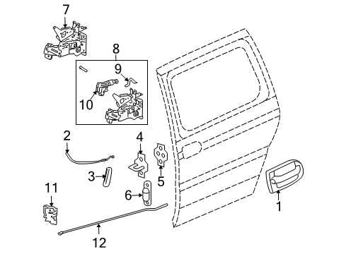 2005 Pontiac Montana Lock Actuator, Passenger Side Diagram for 10324035