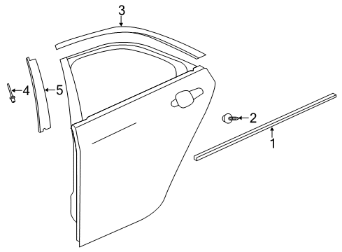 2016 Cadillac ATS Exterior Trim - Rear Door Diagram