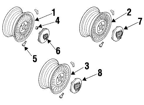 1995 Cadillac DeVille Center Cap Diagram for 3524175