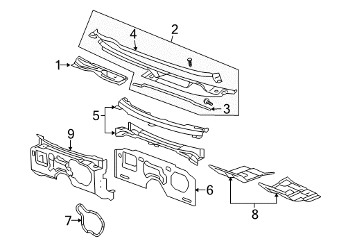 2005 Cadillac STS Cowl Diagram