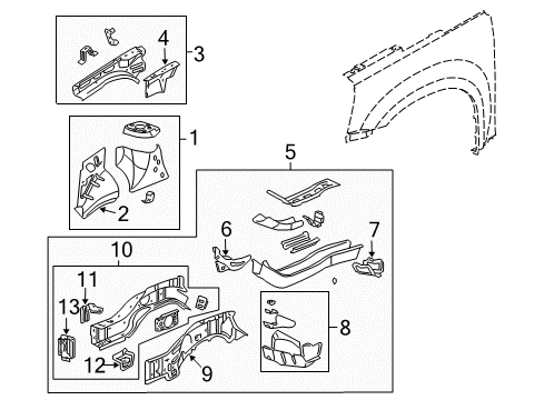 2005 Chevy Equinox Structural Components & Rails Diagram