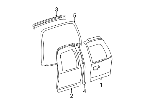 2004 Cadillac Escalade Back Door - Door & Components Diagram