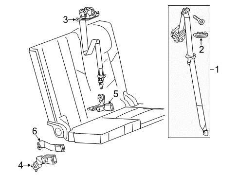 2020 GMC Yukon Rear Seat Belts Diagram 3 - Thumbnail